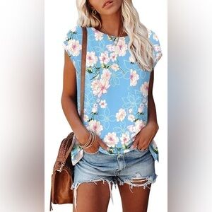 Women's Casual Tunic Tops Crew Neck Tee T-shirt Short Sleeve Blouse with Pocket